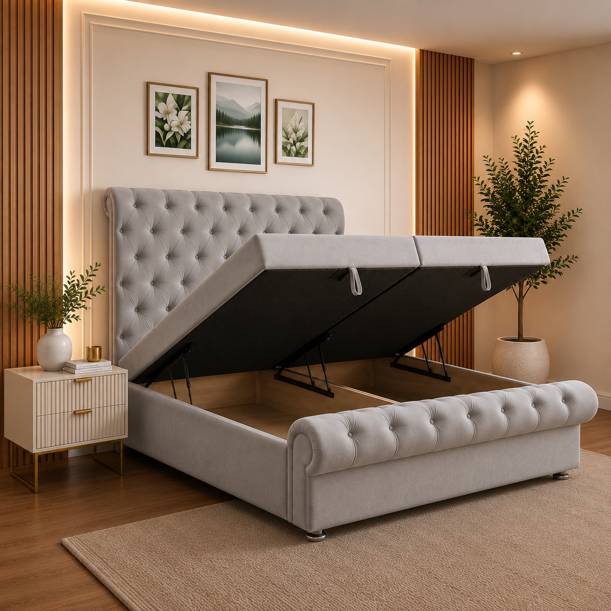 Marlow Sleigh Divan Ottoman Bed