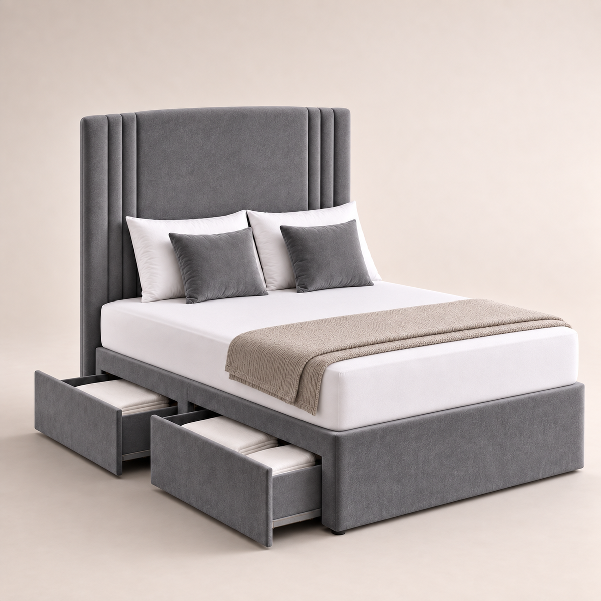 Maple Lined Upholstered Divan Bed