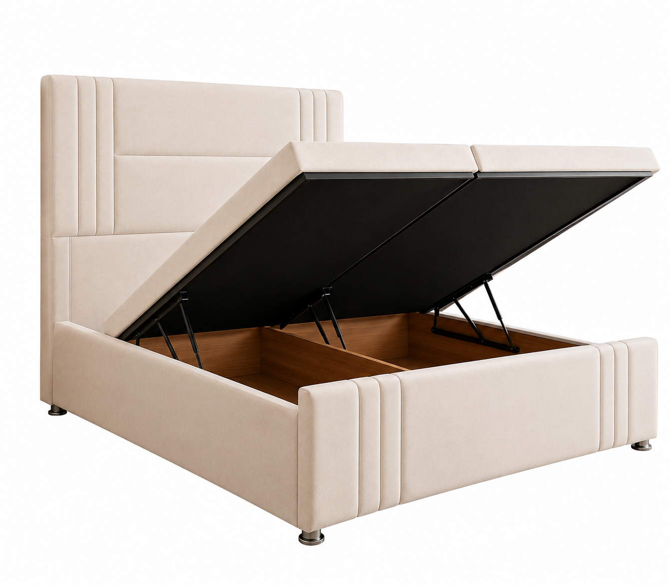 Olive Divan Ottoman Bed With three panel Headboard