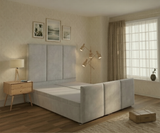 Olive Divan Ottoman Bed With three panel Headboard