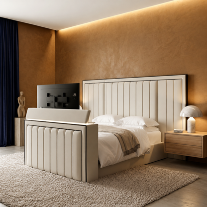 Dori Paneled TV Bed Frame with Wide Headboard