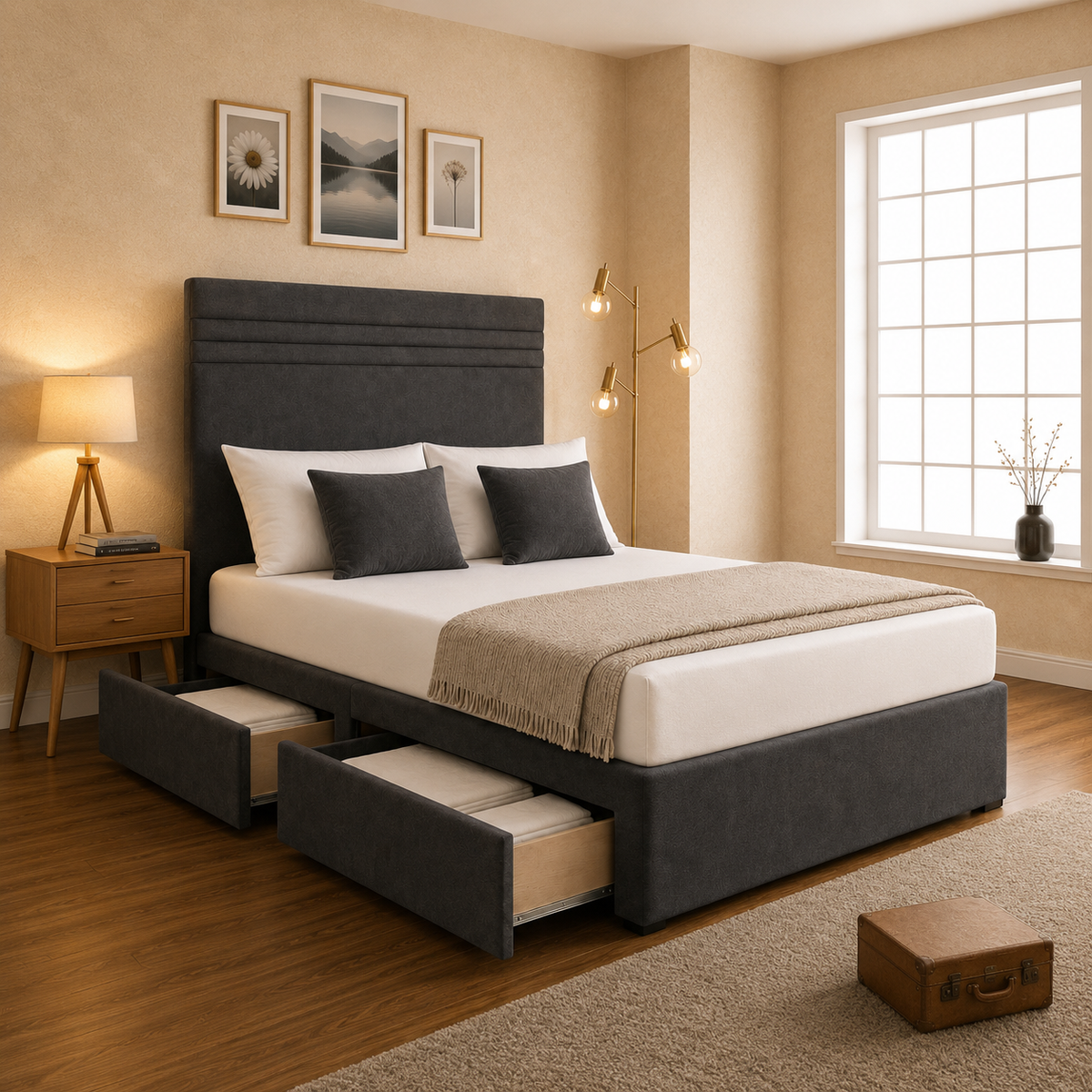 Aigburth Divan Bed Frame With Horizontal Lines