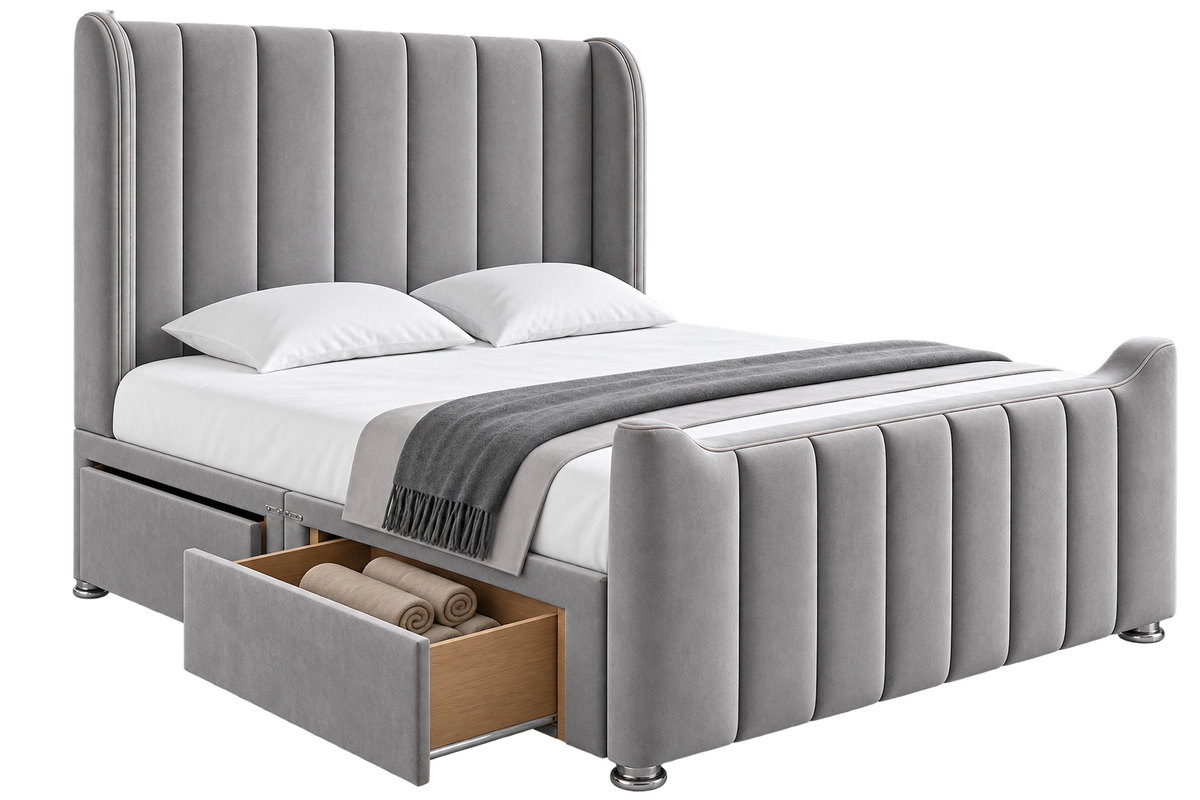 Dora Winged Luxury Divan Bed With Matching Footboard