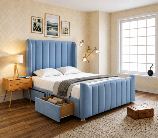 Dora Winged Luxury Divan Bed With Matching Footboard