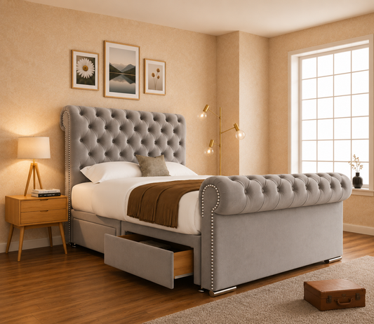 Leicester Sleigh Divan Bed with Footboard