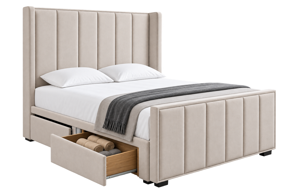 Panel Winged Divan Bed with Footboard