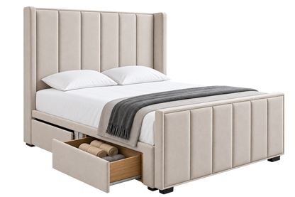 Panel Winged Divan Bed with Footboard