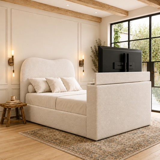 Santa Cloud TV Bed in Boucle Fabric