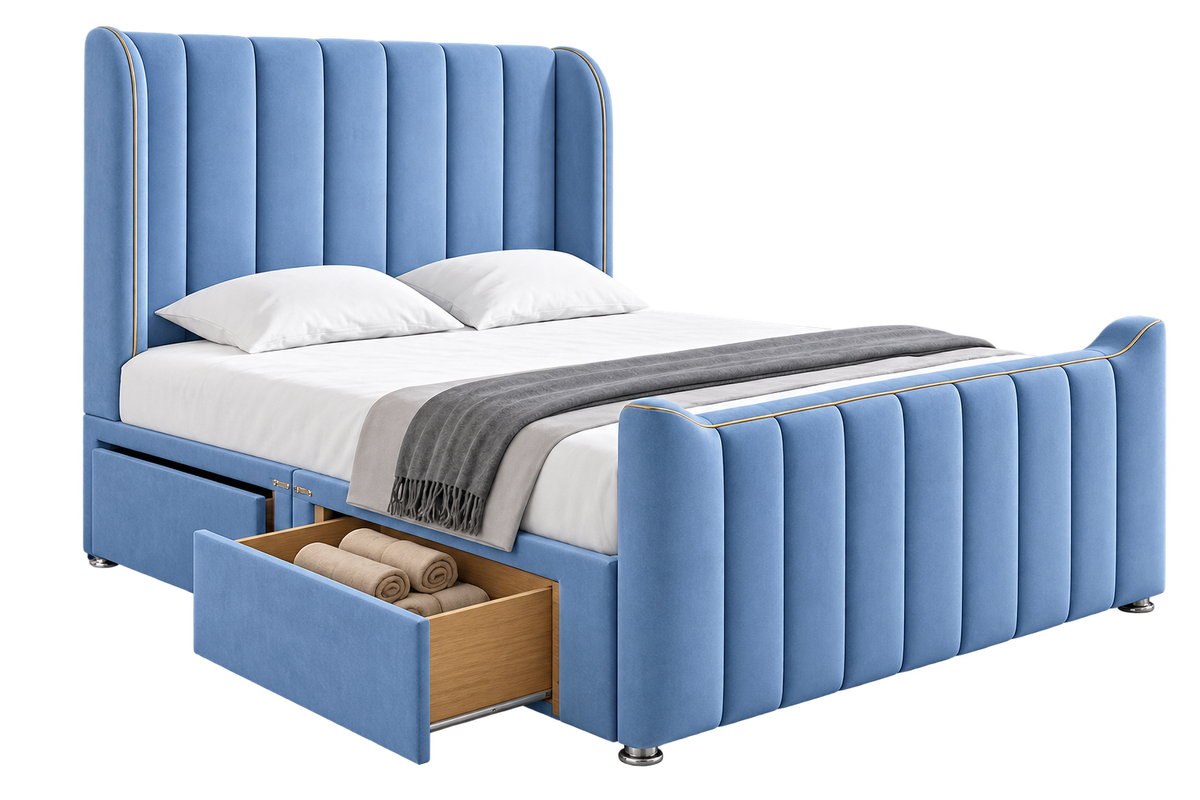 Dora Winged Luxury Divan Bed With Matching Footboard
