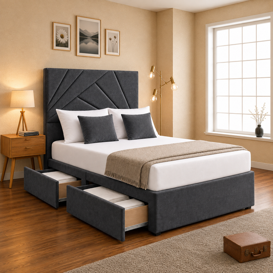 Sanctuary Divan Bed with Art Deco Headboard