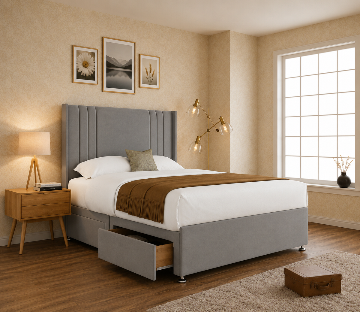 Milo Winged Linestyle Divan Bed