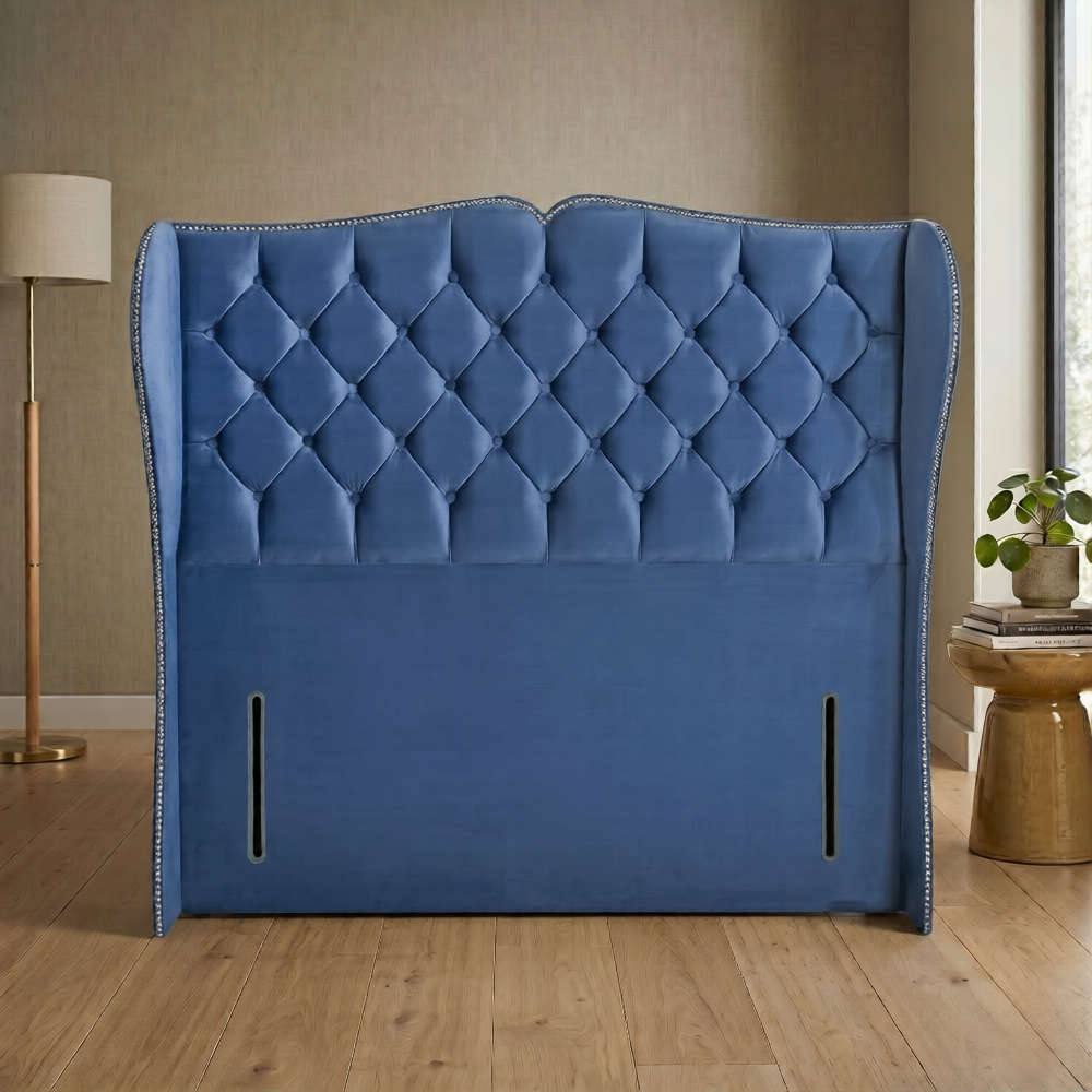 Bowie Winged Chesterfield Upholstered Stylish Floor Standing Headboard