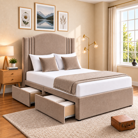 Moro Lined Upholstered Divan Bed