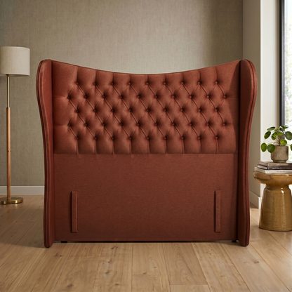 Lenny Upholstered Curved Winged Floor Standing Headboard