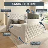 Tobbie Chesterfield Upholstered Winged TV Bed Frame