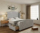 Melbourne Chesterfield Curved Winged Divan Bed With Footboard