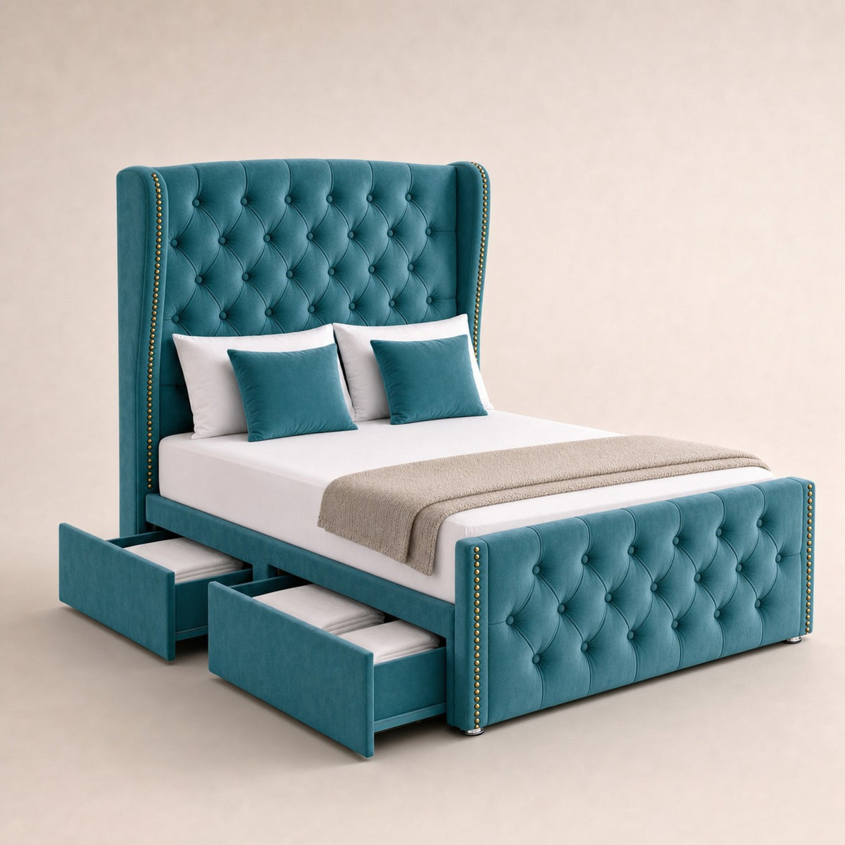 Spangle Curved Winged Chesterfield Divan Bed
