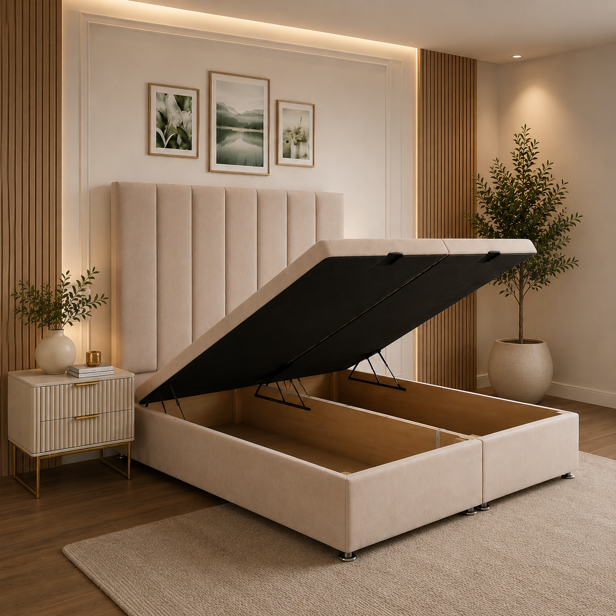 Olivia Plain Divan Ottoman Storage Bed