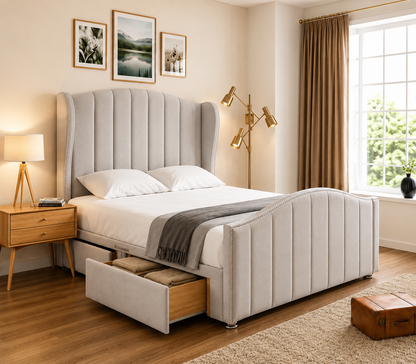 Melbourne Panel Curved Winged Divan Bed With Footboard