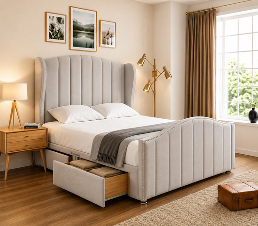 Melbourne Panel Curved Winged Divan Bed With Footboard