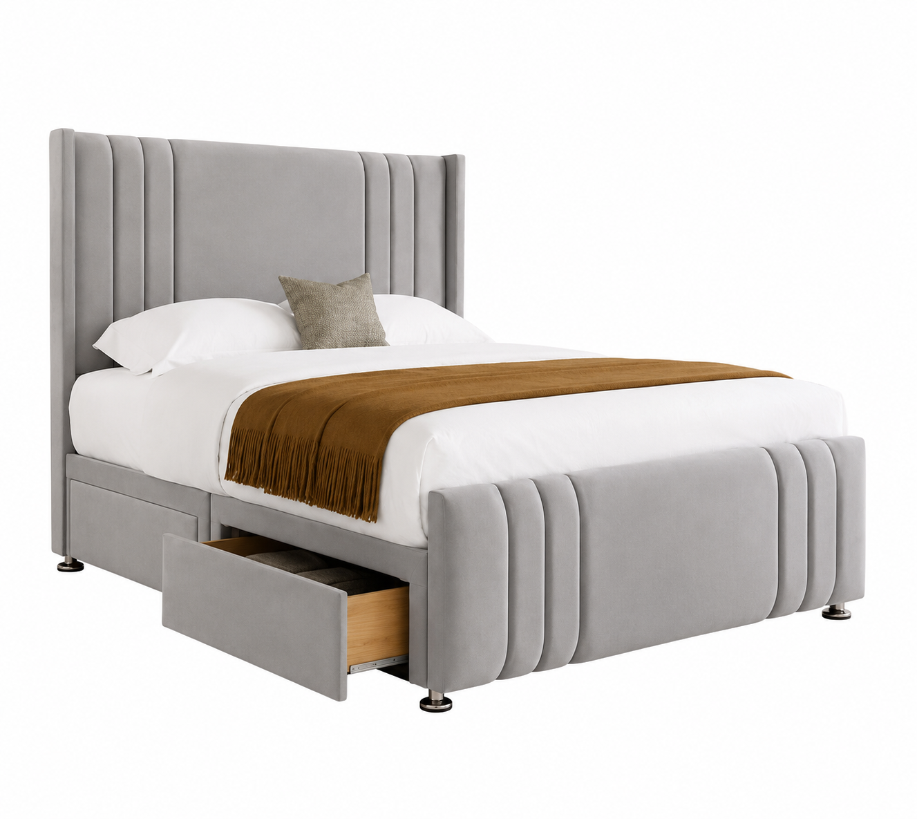 Milo Winged Linestyle Divan Bed With Footboard
