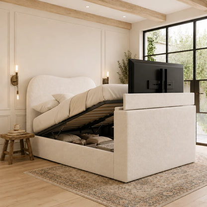 Santa Cloud TV Bed in Boucle Fabric