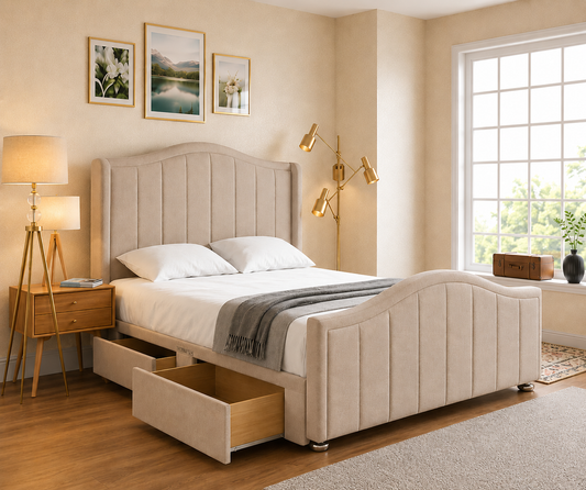 Keri Winged Divan Bed With Curved Headboard and Footboard
