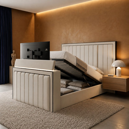 Dori Paneled TV Bed Frame with Wide Headboard