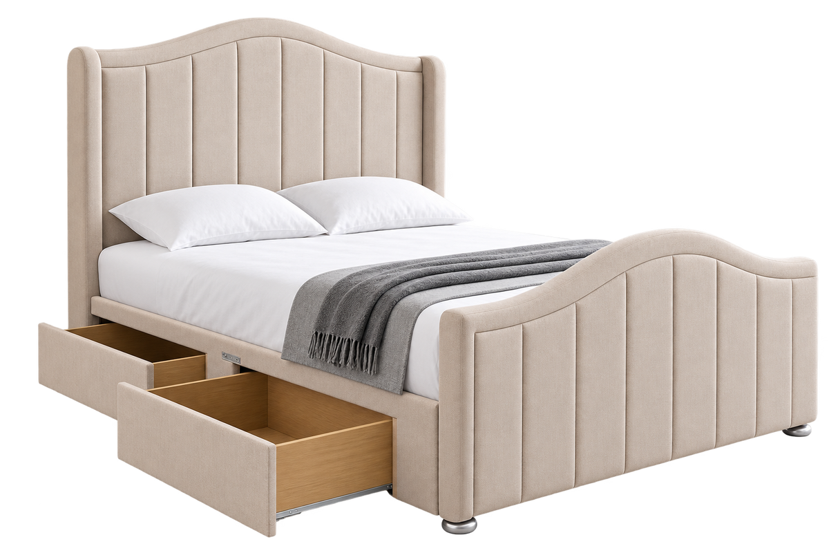 Keri Winged Divan Bed With Curved Headboard and Footboard