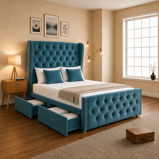 Spangle Curved Winged Chesterfield Divan Bed