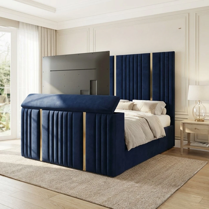 Casper Linestyle TV Bed Frame With Gold Strips
