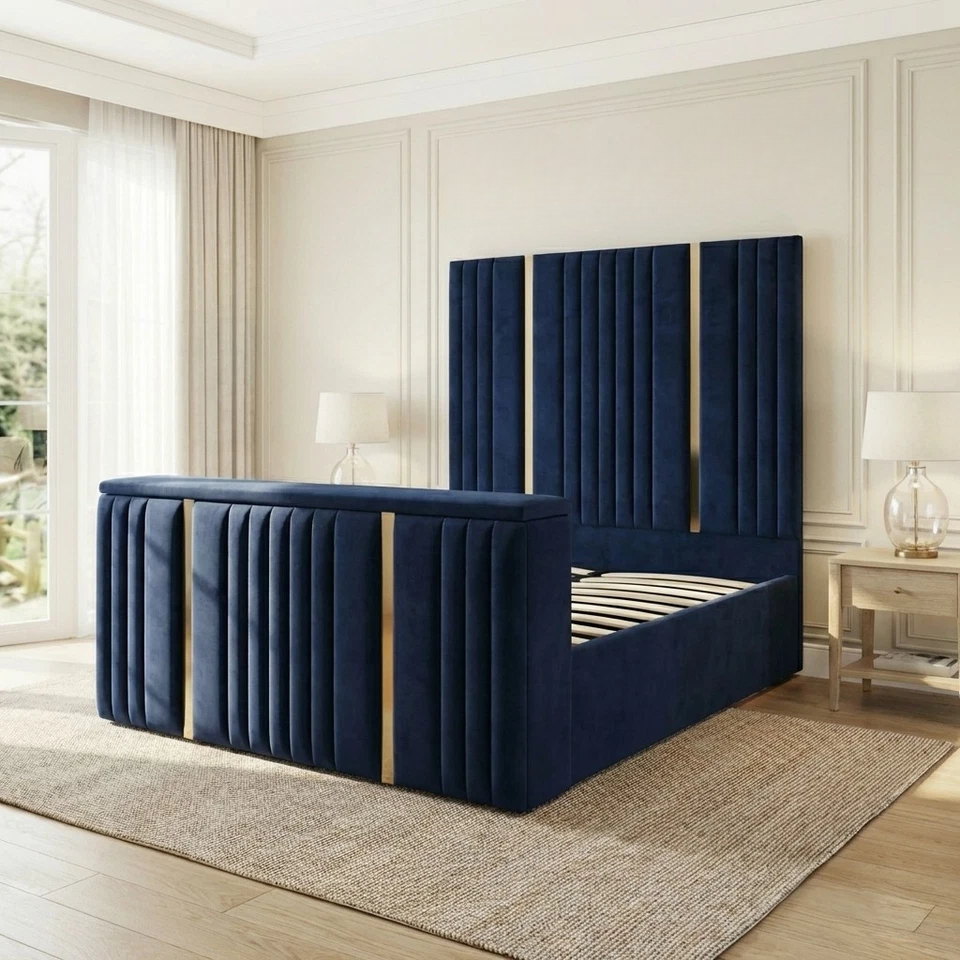 Casper Linestyle TV Bed Frame With Gold Strips