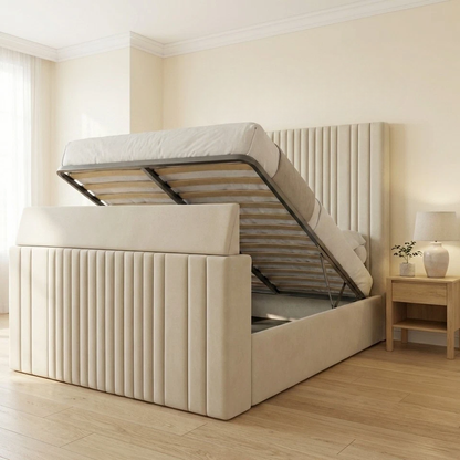 Mia Linestyle Upholstered TV Bed Frame
