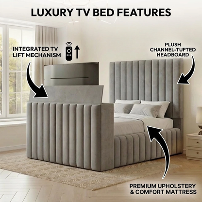 Madrid Linestyle Padded TV Bed Frame