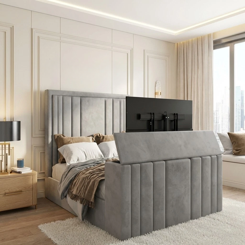 York Upholstered TV Bed Frame