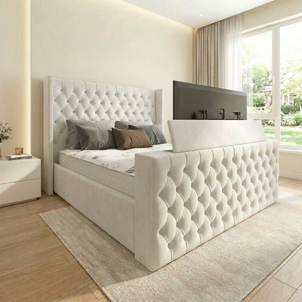 Tobbie Chesterfield Upholstered Winged TV Bed Frame