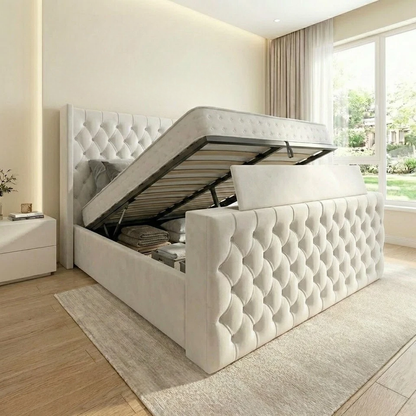 Tobbie Chesterfield Upholstered Winged TV Bed Frame