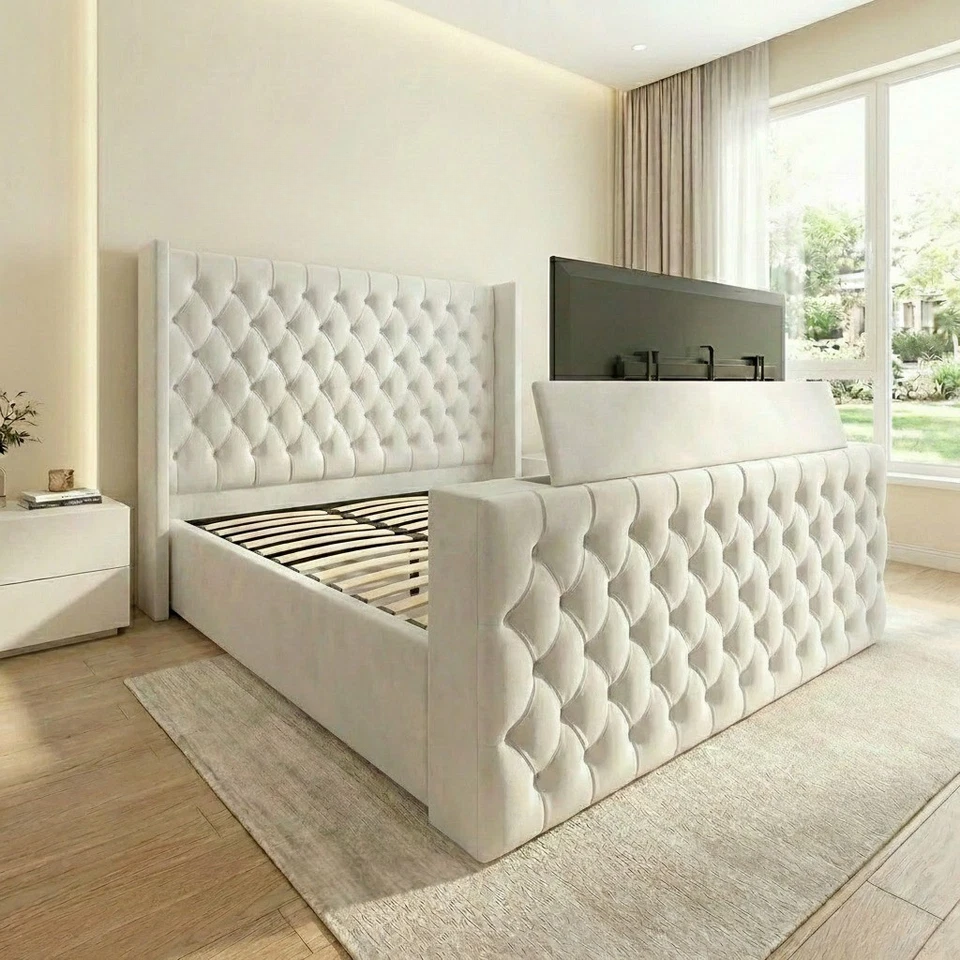Tobbie Chesterfield Upholstered Winged TV Bed Frame