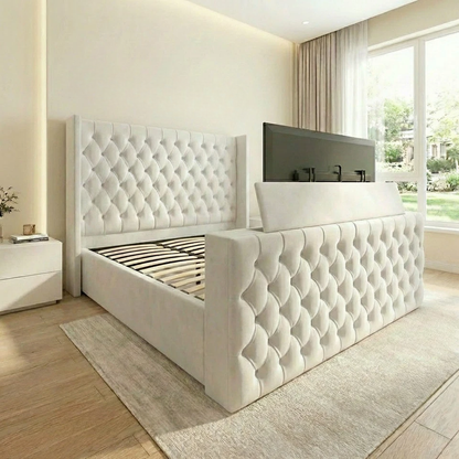 Tobbie Chesterfield Upholstered Winged TV Bed Frame